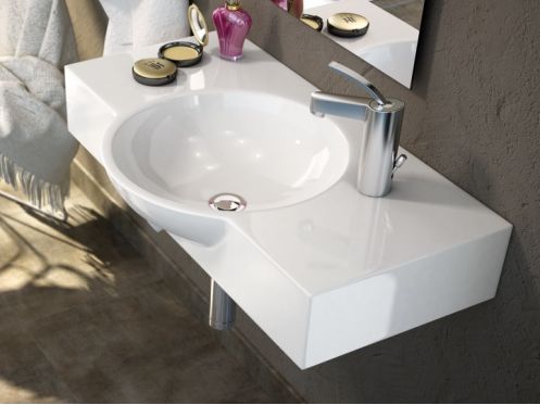 Washbasin 710 x 430 mm, ceramic, wall-hung - BEMUS