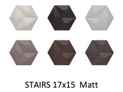 STAIRS 17x15 - Wandfliese, sechseckig, 3D-Relief