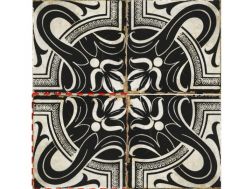 EMILIA 15x15 cm -  Bodenfliesen, traditionelle Schwarz-Weiß-Muster