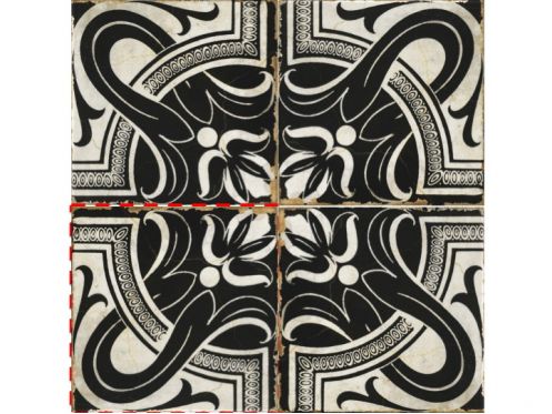 EMILIA 15x15 cm -  Bodenfliesen, traditionelle Schwarz-Wei�-Muster
