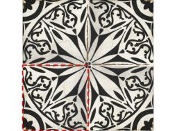 LUCCA 15x15 cm -  Bodenfliesen, traditionelle Schwarz-Weiß-Muster