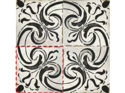 NOLITA 15x15 cm -  Bodenfliesen, traditionelle Schwarz-Weiß-Muster