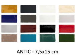 ANTIC 7,5x15 cm - Wandfliesen, rustikales Rechteck, glänzend