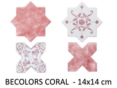 BECOLORS 14x14 cm, CORAL - Boden- und Wandfliesen im orientalischen Stil.