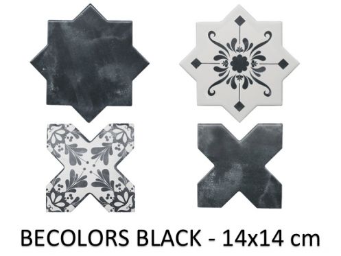 BECOLORS 14x14 cm, BLACK - Boden- und Wandfliesen im orientalischen Stil.