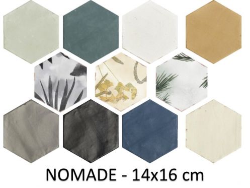 NOMADE 14x16 cm - Boden- und Wandfliesen, sechseckig, Zellige-Stil