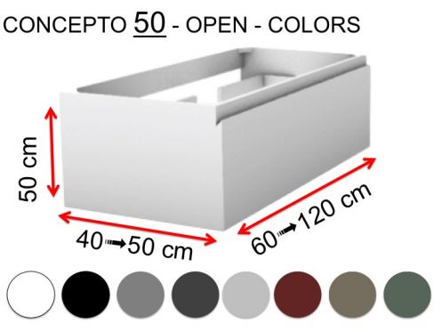 Kundenspezifischer Badezimmerschrank, zwei Schubladen, Hhe 50 cm, Lackierung - EL CONCEPTO 50 Open Uni