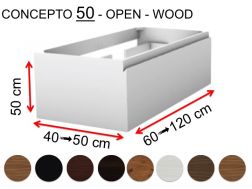 Kundenspezifischer Badezimmerschrank, zwei Schubladen, Höhe 50 cm, Lackierung - EL CONCEPTO 50 Open Wood