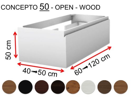 Kundenspezifischer Badezimmerschrank, zwei Schubladen, Hhe 50 cm, Lackierung - EL CONCEPTO 50 Open Wood