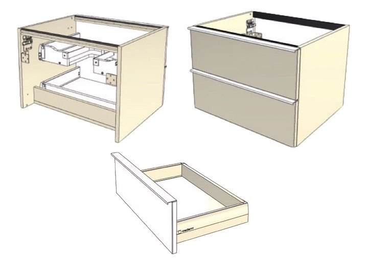 Badezimmerschrank, hängend, 1 große Schublade - TEN - CEDAM - Unterbau