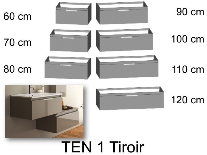 Badezimmerschrank, hängend, 1 große Schublade - TEN - CEDAM - Unterbau