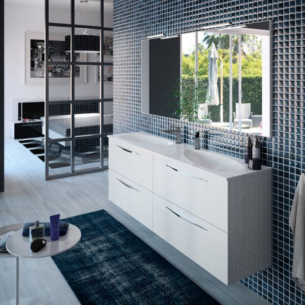 Badezimmerschrank, flach 40 cm, 2 große Schubladen, aufgehängt - SLIM