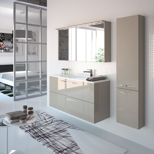 Badezimmerschrank, flach 40 cm, 2 große Schubladen, aufgehängt - SLIM