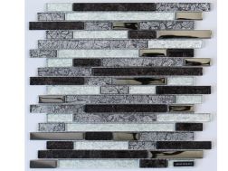 INES - 30 x 30 cm - Zeitgenössisches Design Mosaik, glänzendes Silber