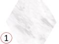 Bardiglio Flower 17,5x20 cm - Bodenfliesen, sechseckig, Carrara-Marmor-Finish