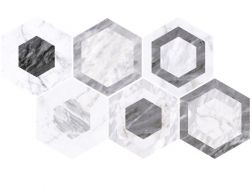 Geo 17,5x20 cm - Bodenfliesen, sechseckig, Carrara-Marmor-Finish