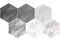 Hexagon Light / Dark 17,5x20 cm - Bodenfliesen, sechseckig, Carrara-Marmor-Finish