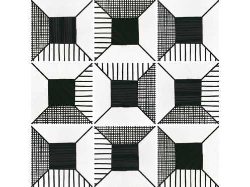 Block B&W 20x20 cm - Fliesen, Zementfliesenoptik, schwarz und wei