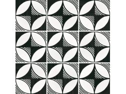 Compass B&W 20x20 cm - Fliesen, Zementfliesenoptik, schwarz und weiß