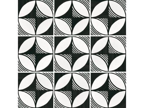 Compass B&W 20x20 cm - Fliesen, Zementfliesenoptik, schwarz und wei