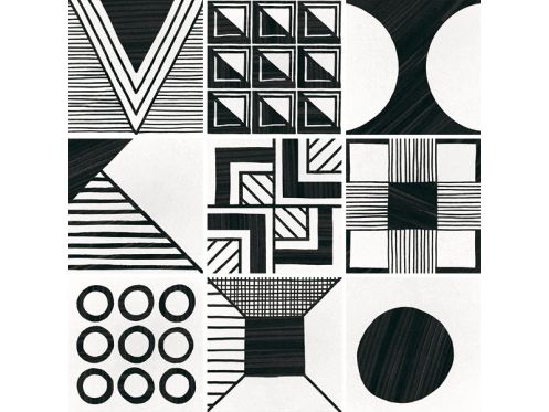 Patchwork B&W 20x20 cm - Fliesen, Zementfliesenoptik, schwarz und wei
