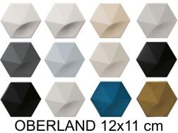 Oberland 12x11 cm - Wandfliese, sechseckig, 3D-Relief