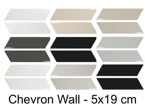 Chevron wall 5x19 cm - Wandfliese, geometrische Parallelogrammform, Chevron genannt