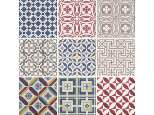 Country Patchwork - 13x13 cm - Glnzende, gewellte Wandfliesen