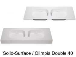Design Doppelwaschbecken, 50 x 100 cm, aus Mineralharz mit fester Oberfläche - OLIMPIA 40 DOUBLE
