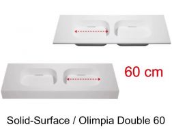 Design Doppelwaschbecken, 50 x 100 cm, aus Mineralharz mit fester Oberfläche - OLIMPIA 60 DOUBLE