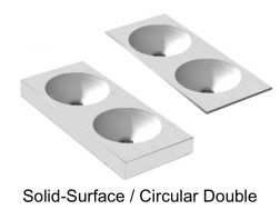 Doppeltes rundes Waschbecken, 50 x 100 cm, aus Mineralharz mit fester Oberfläche - DOPPELKREISHYDRA