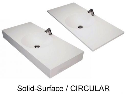 Arbeitsplatte mit integriertem runden Becken, 50 x 80 cm, aus Mineralharz mit fester Oberflche - DOUBLE CIRCULAR RG
