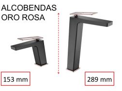 Design Waschtischarmatur, Mischbatterie, Höhe 153 und 289 mm - ALCOBENDAS ORO ROSA