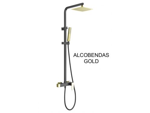Duschsule, Mischbatterie, Wrfelform - ALCOBENDAS GOLD