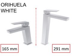 Waschtischarmatur, Mixer, gerade / quadratisch, Höhe 165 oder 291 mm - ORIHUELA WHITE