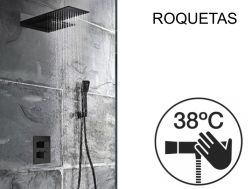 Eingebaute Dusche, Thermostat, Regenschutz und Wasserfall - ROQUETAS BLACK