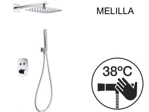 Eingebaute Dusche, Thermostat und Regenduschkopf 20 x 30 - MELILLA CHROME