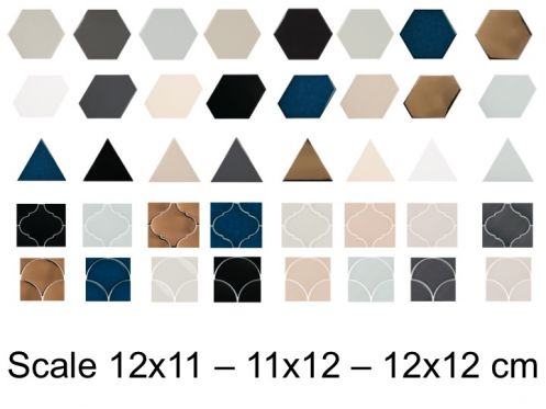 SCALE 12,4x10,7 - 10,8x 2,4 - 10,8x 12,4 - 12X12 - 10,6X12 cm - Glnzende Wandfliese
