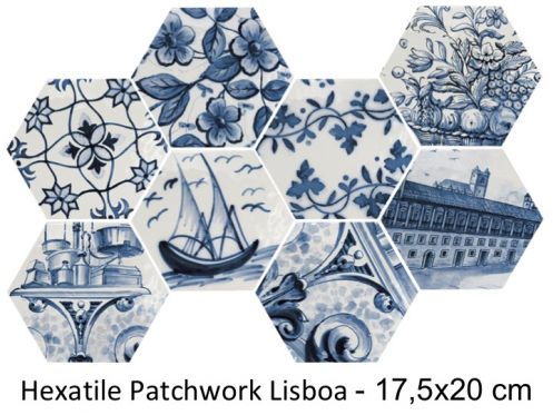 Hexatile Patchwork Lisboa 17,6 x 20,1 cm - Glnzende Wandfliese