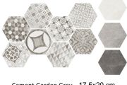 Cement Garden Grey HEXATILE 17,5x20 cm - Bodenfliesen, sechseckig, matt
