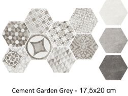 Cement Garden Grey HEXATILE 17,5x20 cm - Bodenfliesen, sechseckig, matt