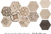 Cement Garden Sand HEXATILE 17,5x20 cm - Bodenfliesen, sechseckig, matt