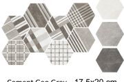 Cement Geo Grey HEXATILE 17,5x20 cm - Bodenfliesen, sechseckig, matt