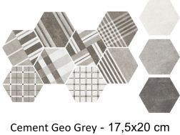 Cement Geo Grey HEXATILE 17,5x20 cm - Bodenfliesen, sechseckig, matt