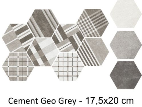 Cement Geo Grey HEXATILE 17,5x20 cm - Bodenfliesen, sechseckig, matt