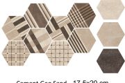 Cement Geo Sand HEXATILE 17,5x20 cm - Bodenfliesen, sechseckig, matt