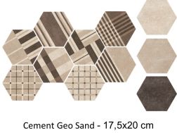 Cement Geo Sand HEXATILE 17,5x20 cm - Bodenfliesen, sechseckig, matt