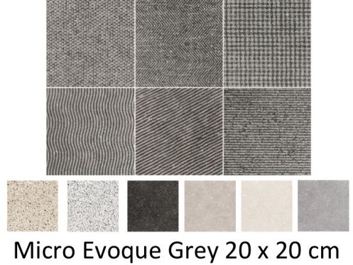 MICRO - Evoque Grey 20 x 20 cm - Bodenfliesen, Terrazzo-Effekt