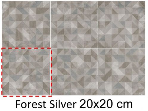 Forest Silver 20x20 cm - Bodenfliese, gealtert