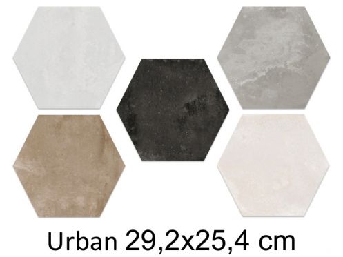 Urban 29,2 x 25,4 cm - Bodenfliesen, sechseckig, gealtert